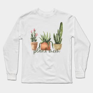 Plant Mom Dark Watercolor Long Sleeve T-Shirt